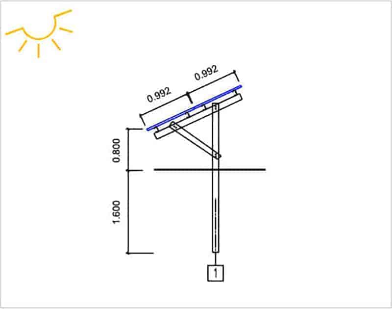 Structuri panouri fotovoltaice - RRE PV© – 1S802P30S – 1 stalp
