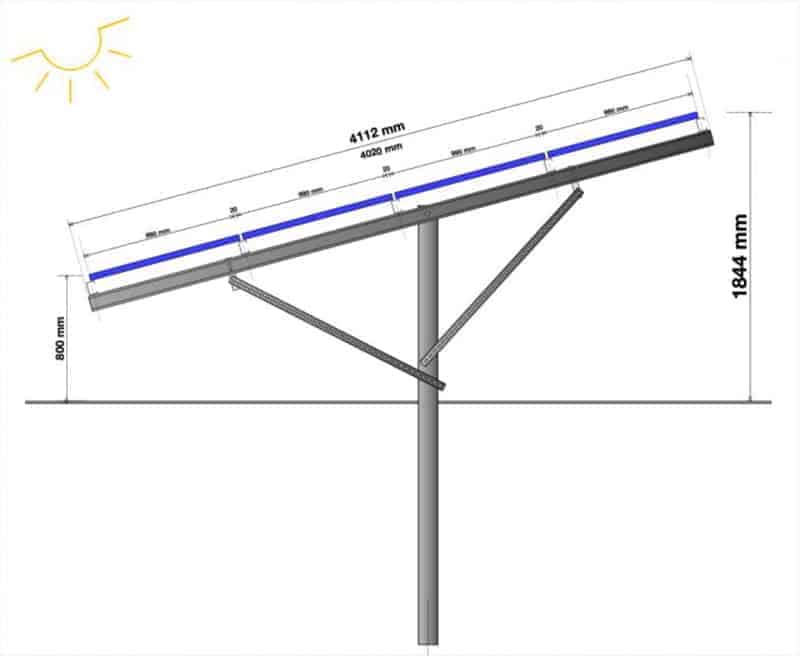 Structuri panouri fotovoltaice RRE PV© – 1S804L20S – 1 stalp