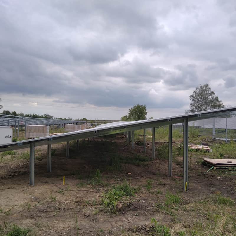 Structura montaj panouri fotovoltaice la sol 3V (3 vertical, 2 stalpi)