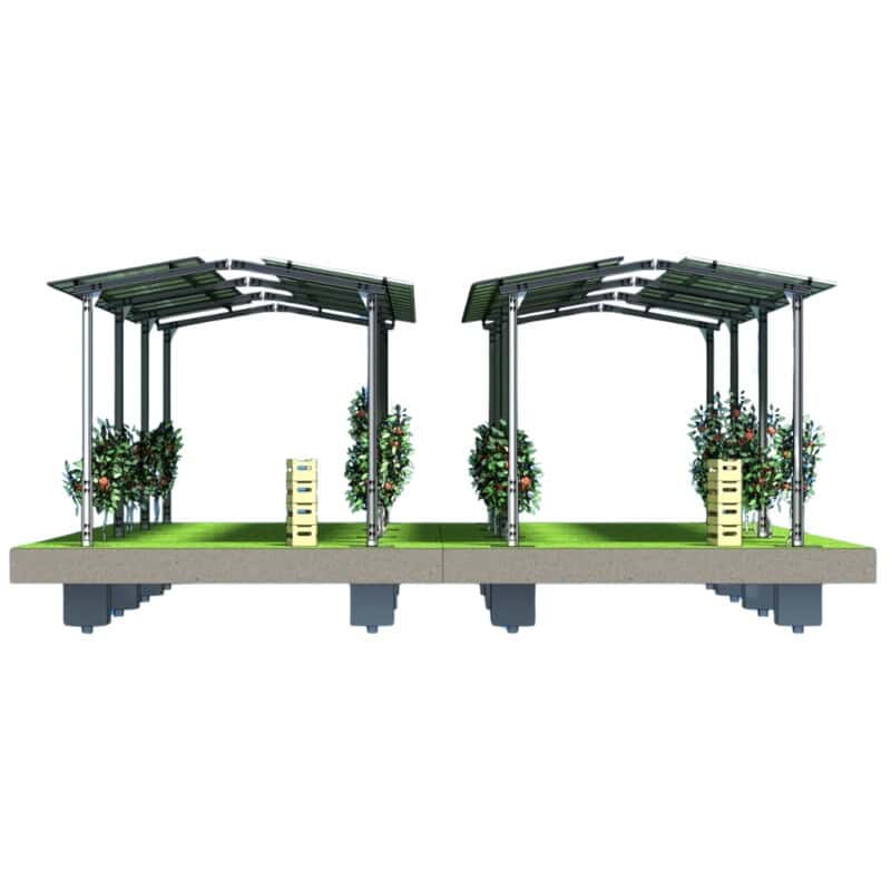 Structura panouri fotovoltaice la sol AGRO-PV (copertina cu 2 stalpi)