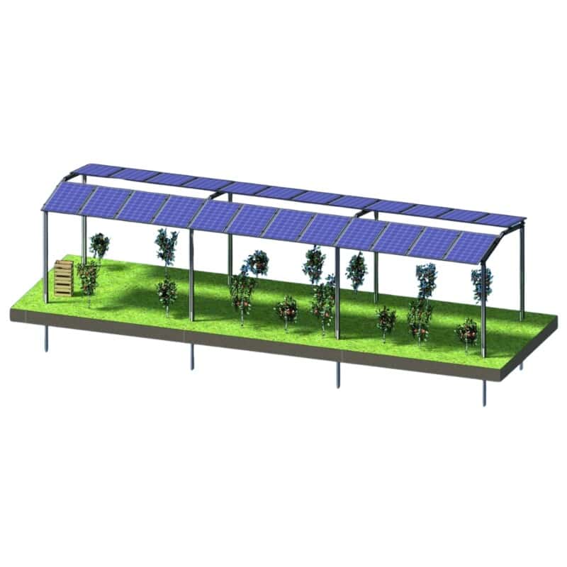 Structura panouri fotovoltaice la sol AGRO-PV (copertina cu 2 stalpi)