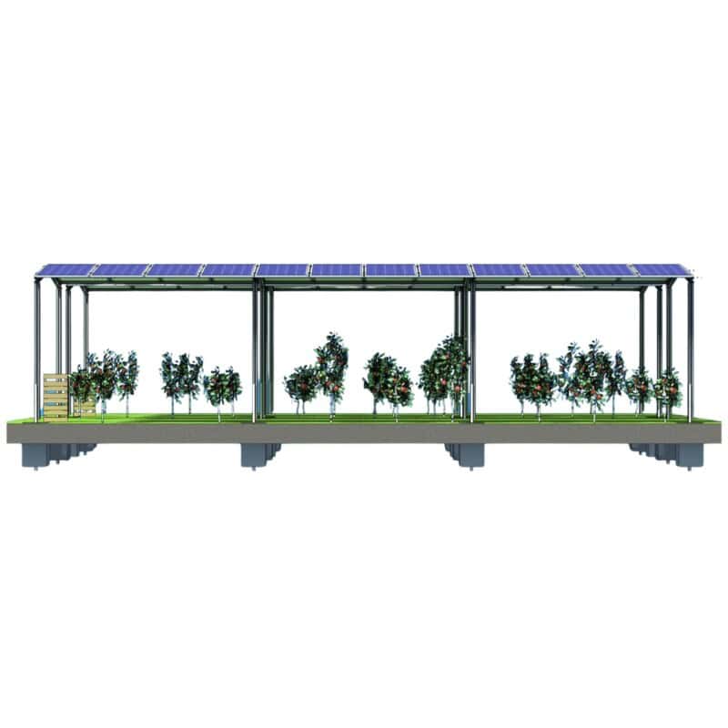 Structura panouri fotovoltaice la sol AGRO-PV (copertina cu 2 stalpi)