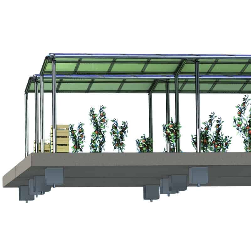 Structura panouri fotovoltaice la sol AGRO-PV (copertina cu 2 stalpi)