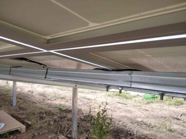 Structura montaj panouri fotovoltaice la sol 3V (3 vertical, 2 stalpi)